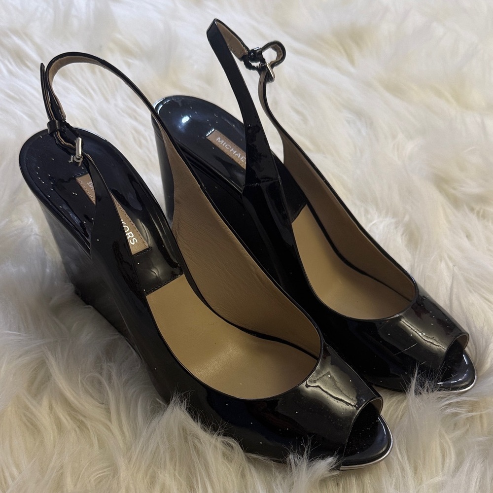 Michael Kors Glossy Black Wedge Heels